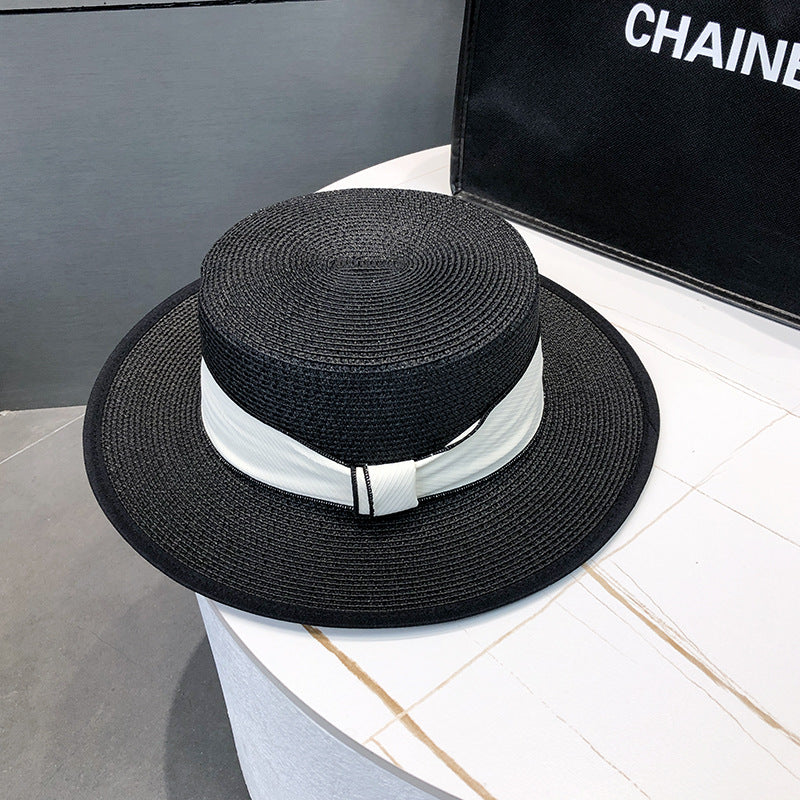 Elegante sombrero de paja plano para el sol