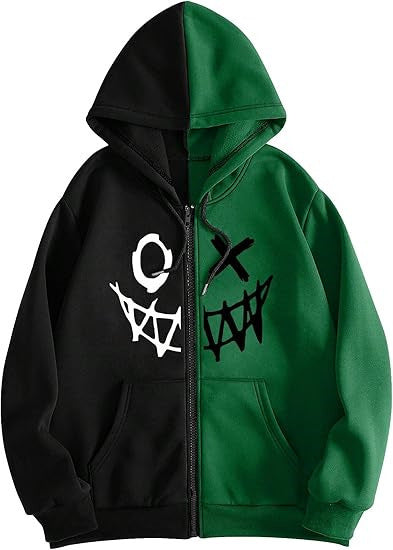 Men Fashion Casual Demon 3D Printed Long-Sleeve Zipper Hoodies