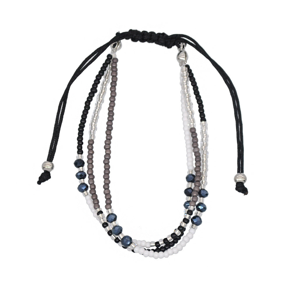Pulsera bohemia multicolor de tres capas con cuentas, hecha a mano