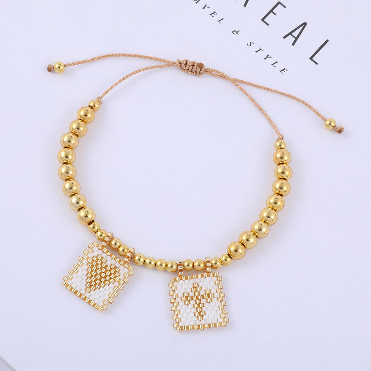 Bohemian Gold Beads Cross Heart Design Bracelet