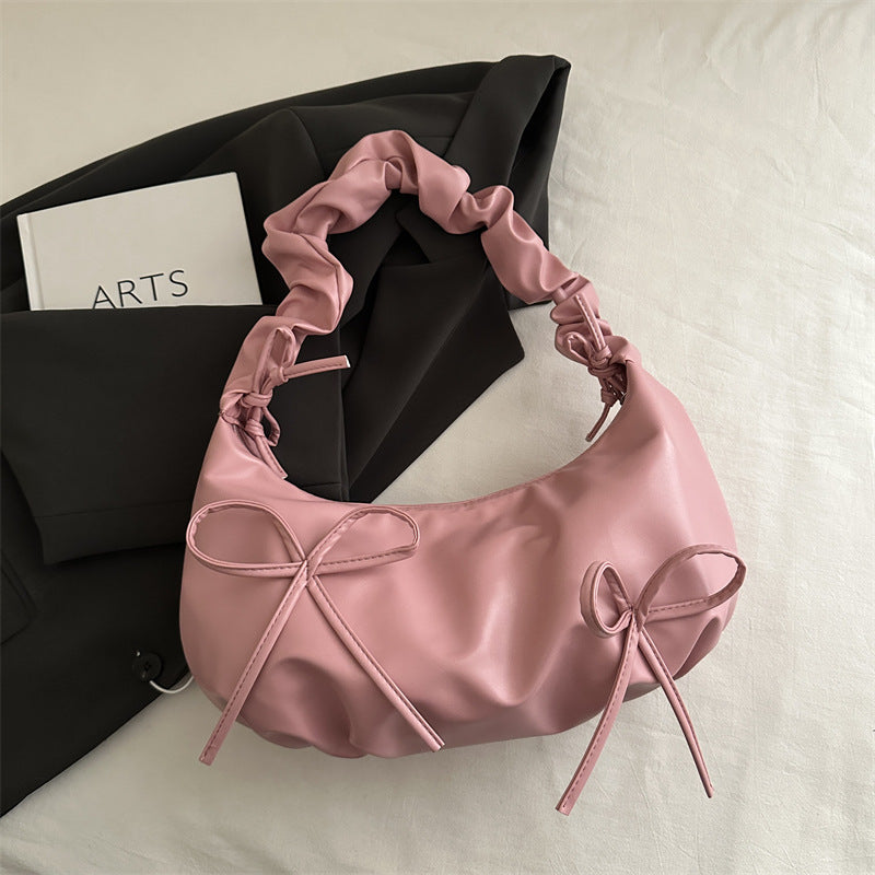 Bolso de hombro plisado de color sólido con diseño de moda