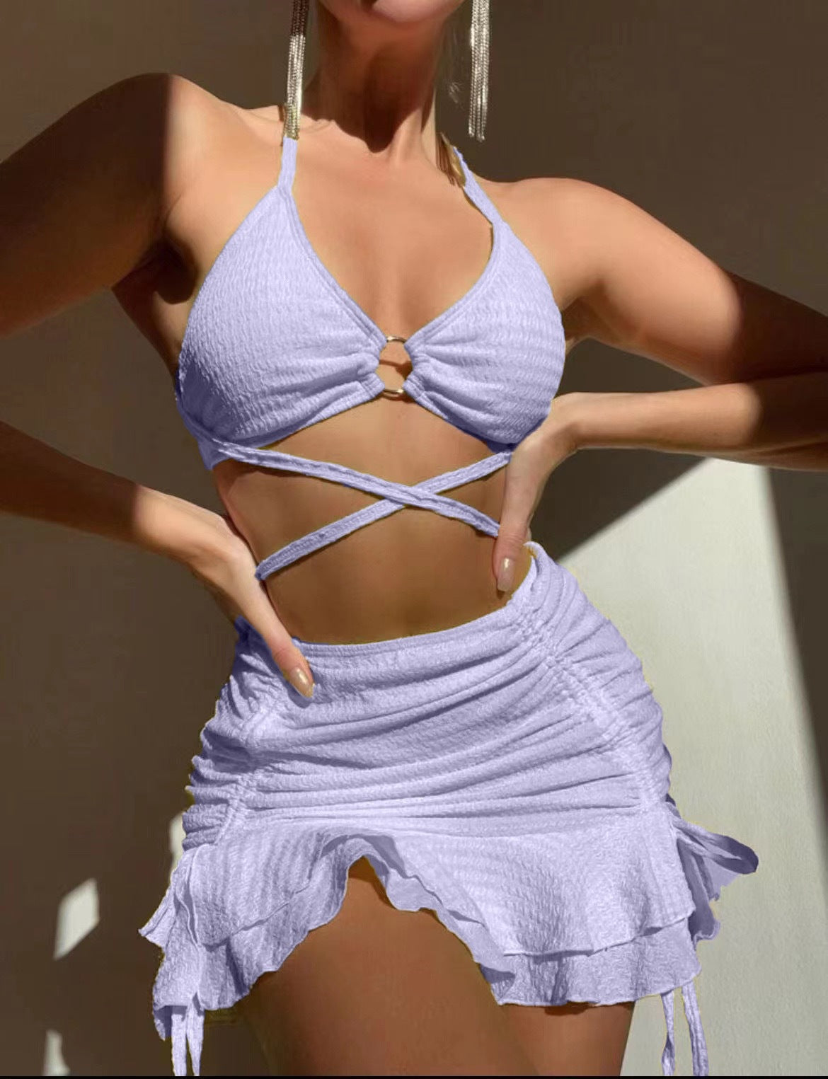 Conjunto de bikini sexy de tres piezas para mujer