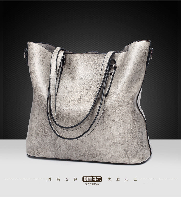 Vintage Style Oil Wax Leather Tote Bag