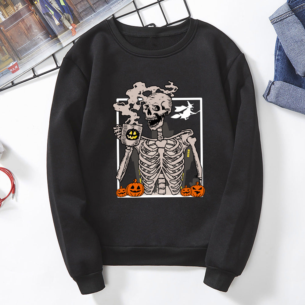 Sudadera con estampado de calavera de Halloween para mujer
