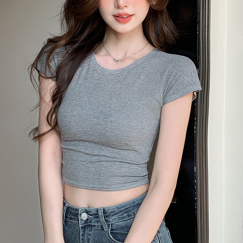 Camiseta básica informal de verano para mujer con corte ajustado
