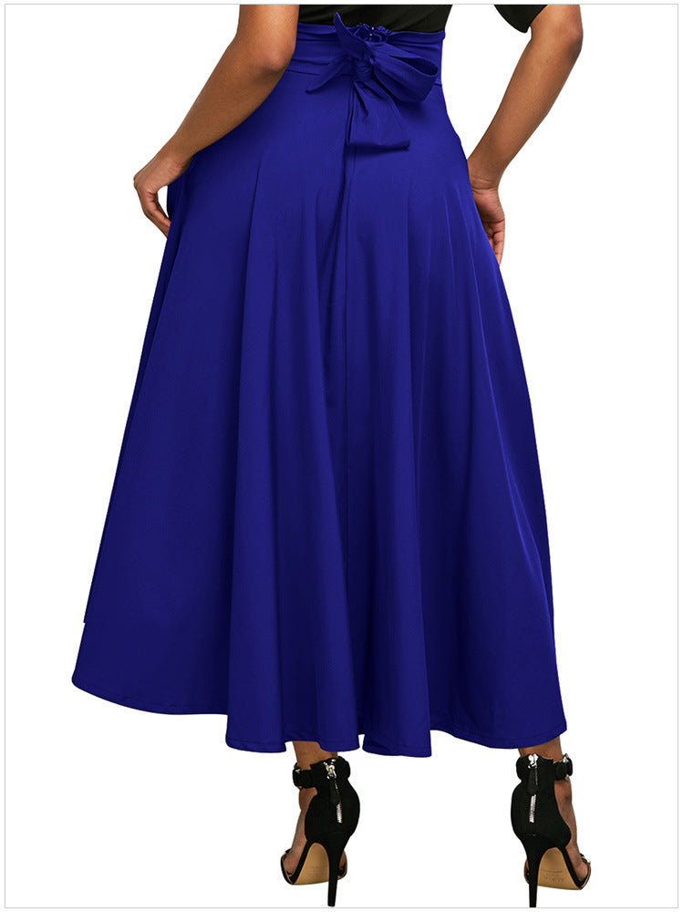 Women Fashion Casual Solid Color High Waist Skirt