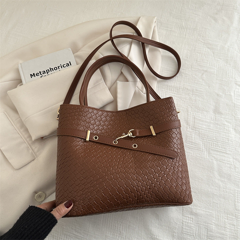 Bolso de mano de gran capacidad de color sólido de moda