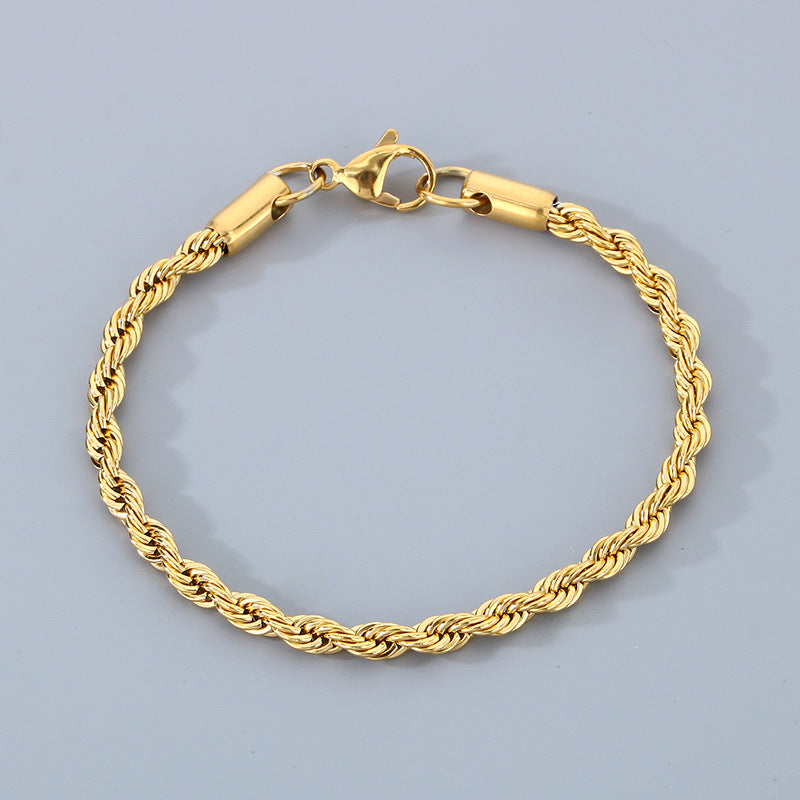 Men Fashion Titanium Steel Twist Chain Bracelet