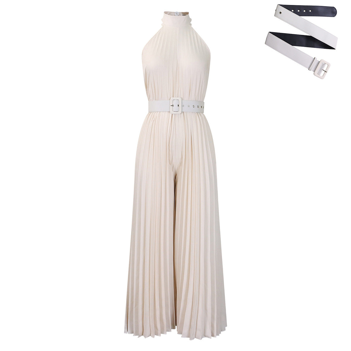 Women Fashion Solid Color Sleeveless Wide Leg Jumpsuits
