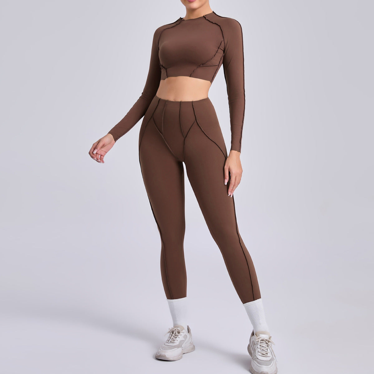 Ensemble haut court et leggings plissés pour le yoga et le sport