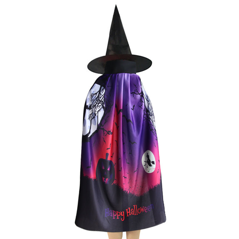 Halloween Digital Printing Pumpkin Ghost Pattern Cloak