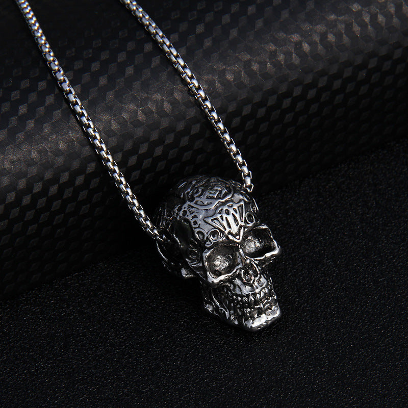 Collar unisex de Halloween con cruz de pez, calavera y mano de diablo