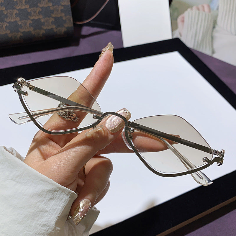Fashion Half Frame Diamond Sunglasses