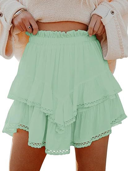 Falda plisada de capas, estilo bohemio, informal, de color liso, para mujer