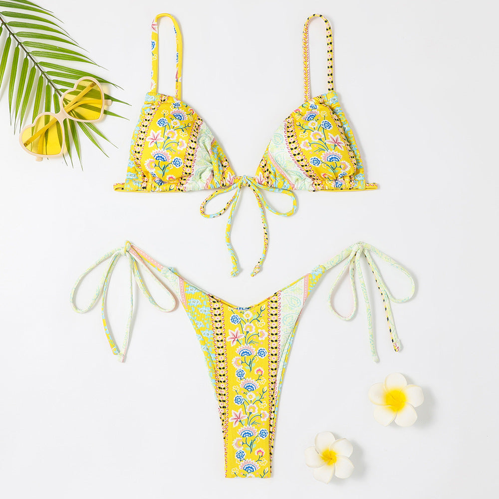 Summer Beach Vacation Women Bikini Tiny Flower Print