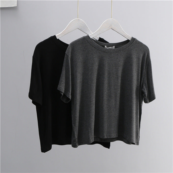 Camiseta informal de verano para mujer, color liso, holgada, con cuello redondo y sin mangas