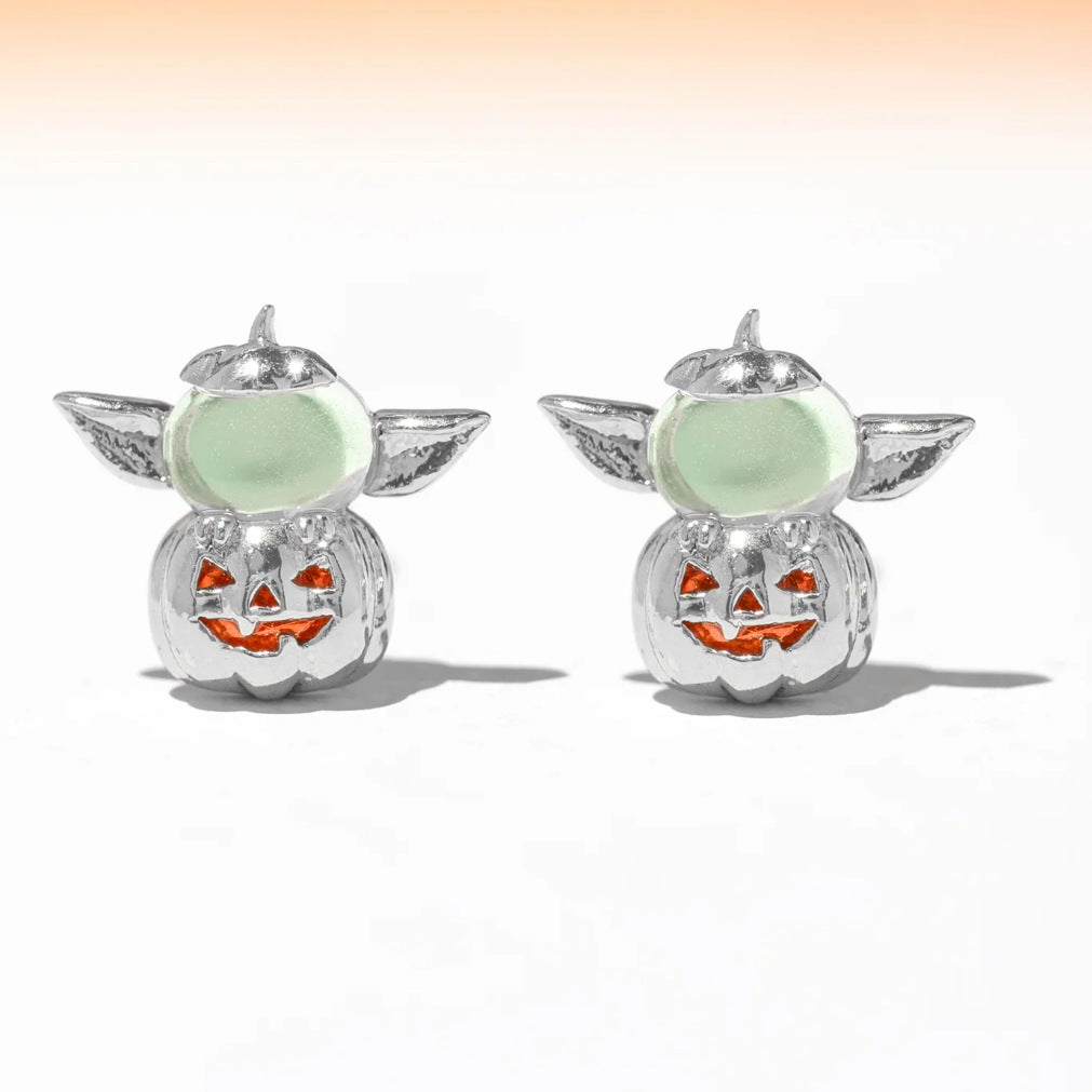 Pendientes creativos de Halloween con dibujos animados de cobre bañados en oro