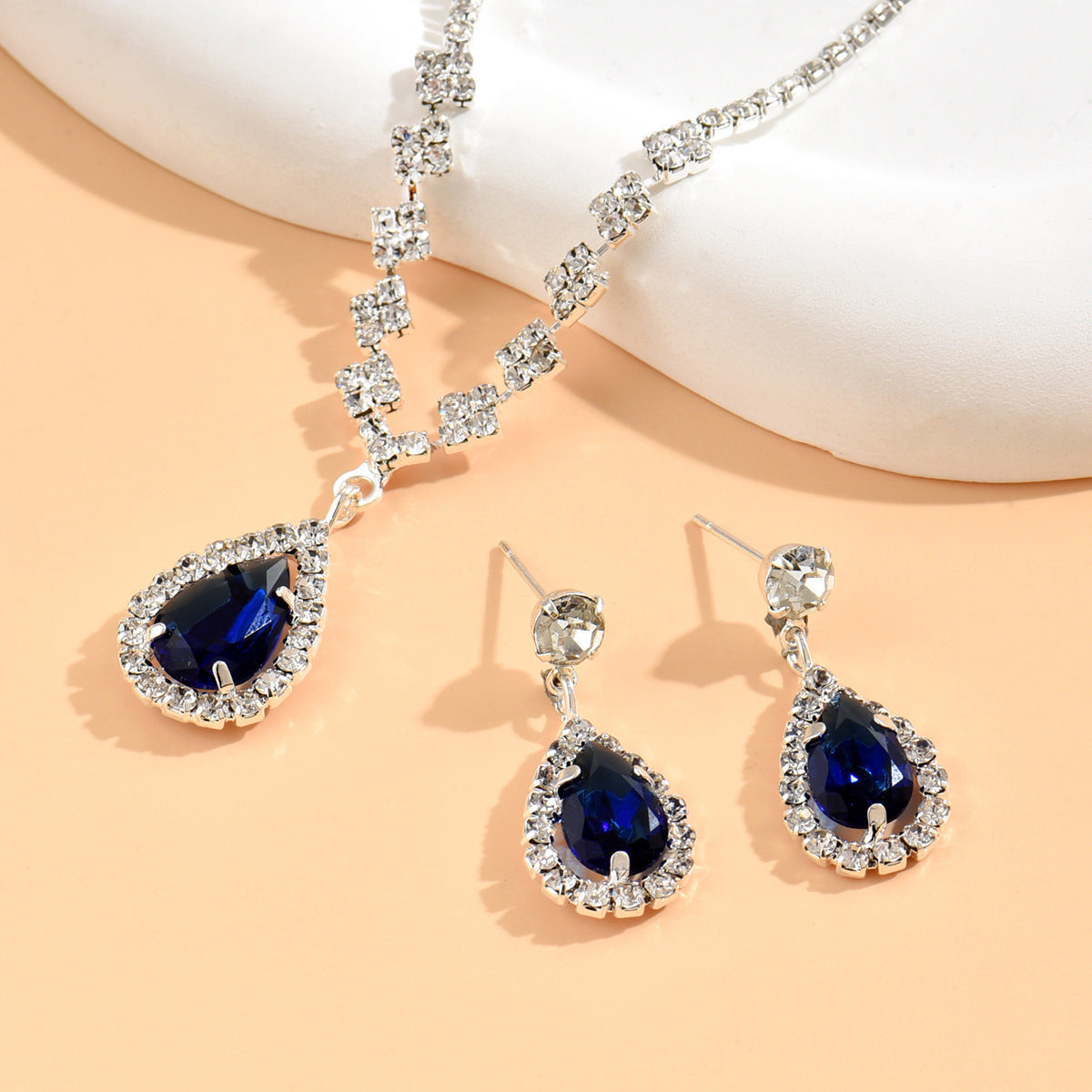 Fashion Rhinestone Zircon Jewelry Two-Piece Set