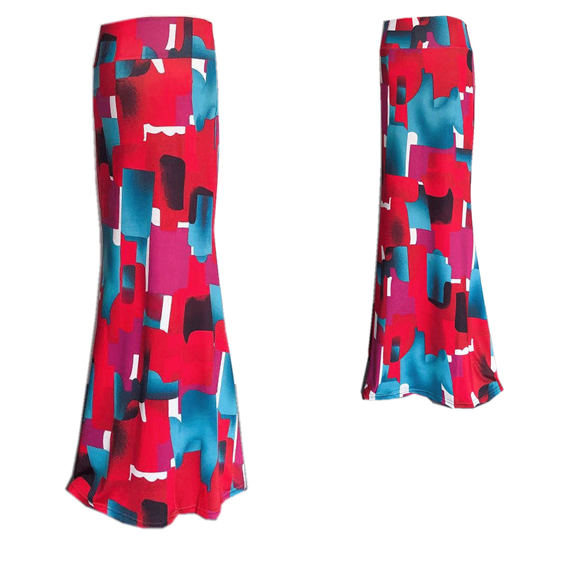Falda de cola de pez de cintura alta con estampado floral sexy a la moda para mujer