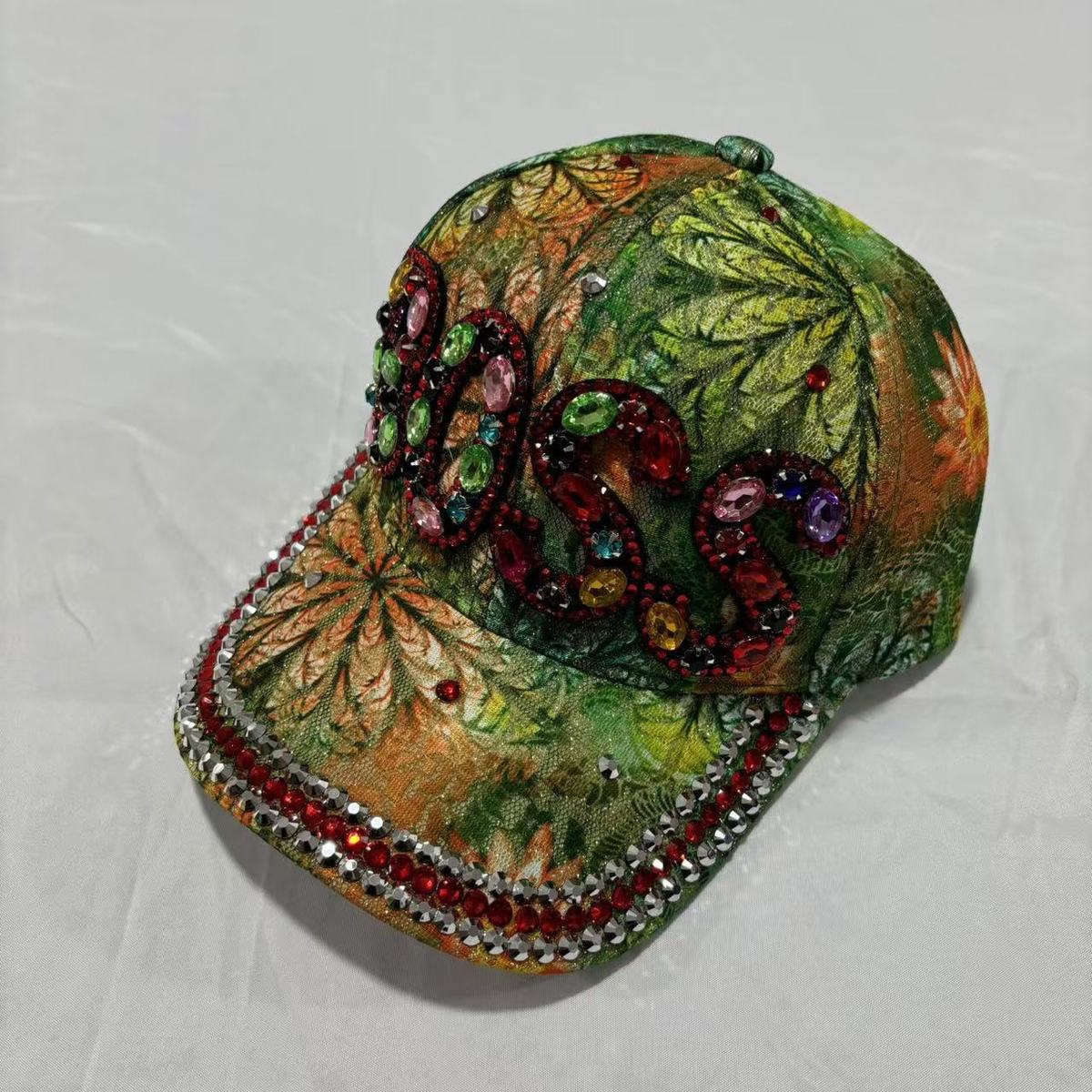 Gorra de béisbol informal con estampado de diamantes de imitación para mujer