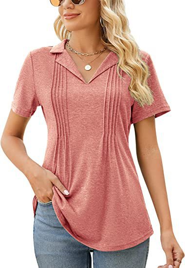 Summer Women Casual V-Neck Short Sleeve Blank T-Shirt