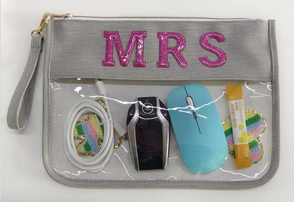 Trousse de maquillage portable tendance avec broderie serviette