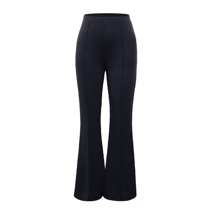 Pantalon large décontracté de couleur unie pour femme