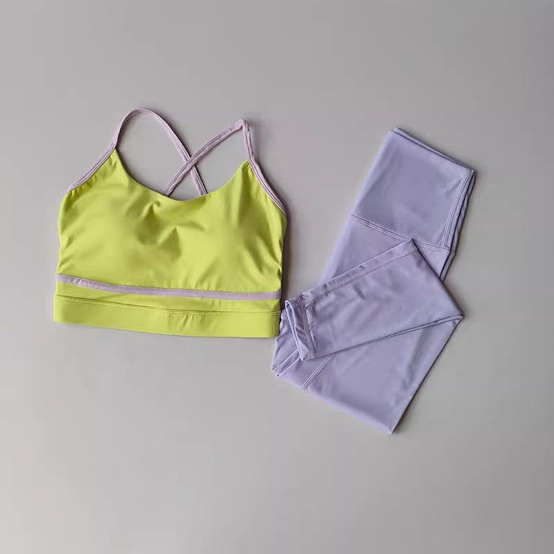 Conjunto informal de costuras de colores contrastantes para mujer
