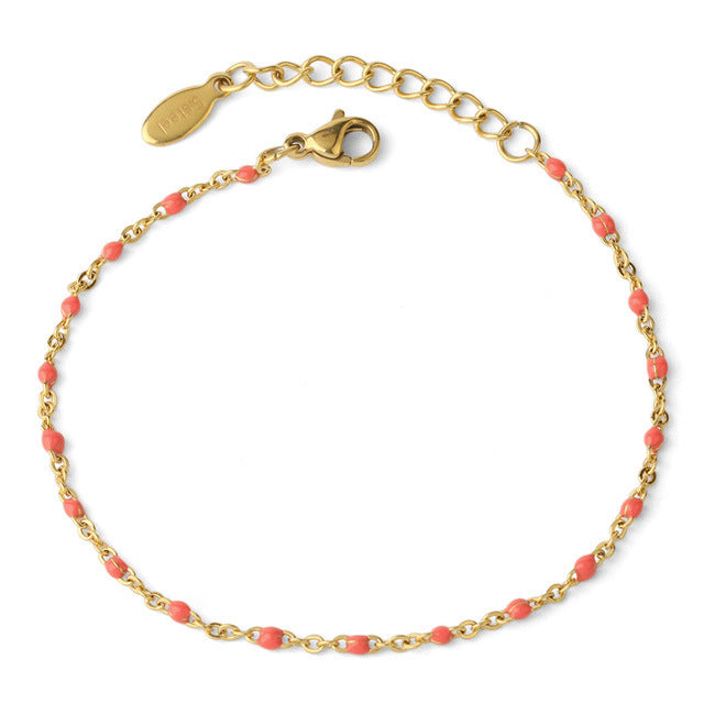 Women Bohemian Simple Mini Beads Stainless Steel Bracelet