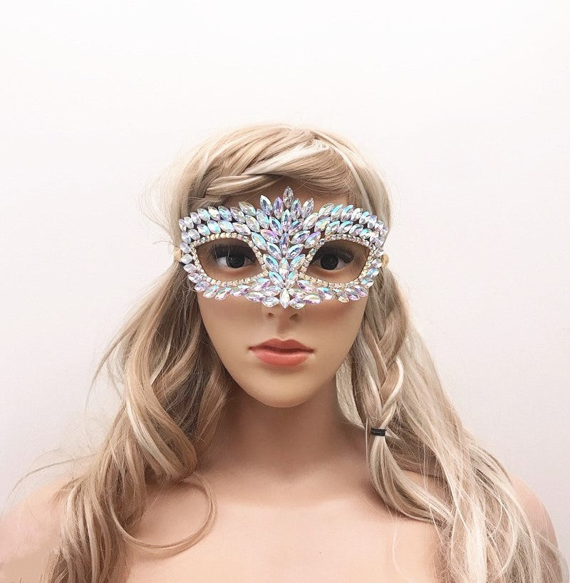 Masque de mascarade d'Halloween pour femme en strass