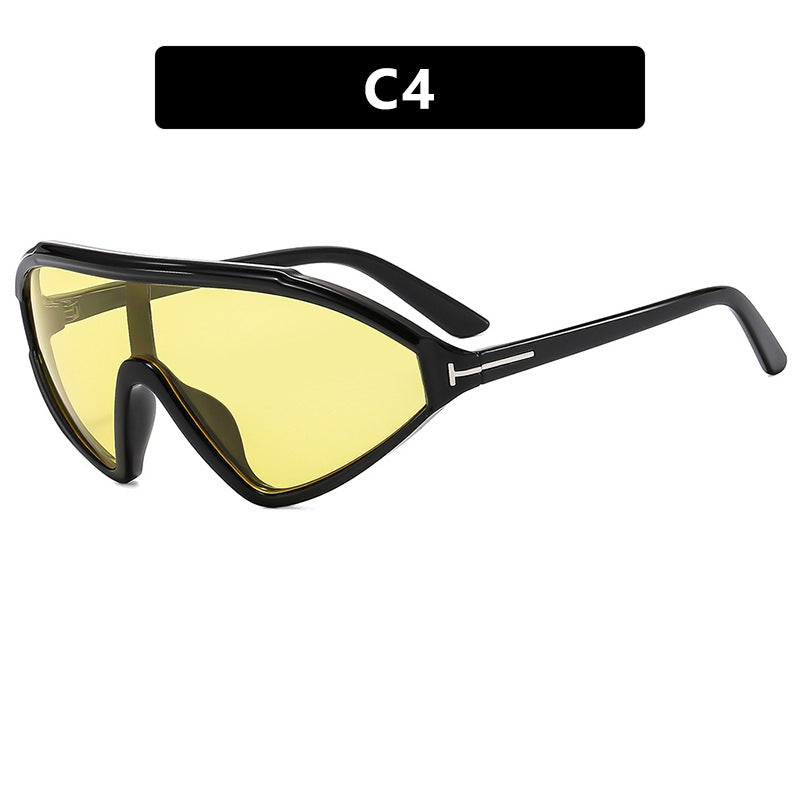 Gafas de sol triangulares irregulares y creativas de moda: estilo espejo moderno con marco de PC