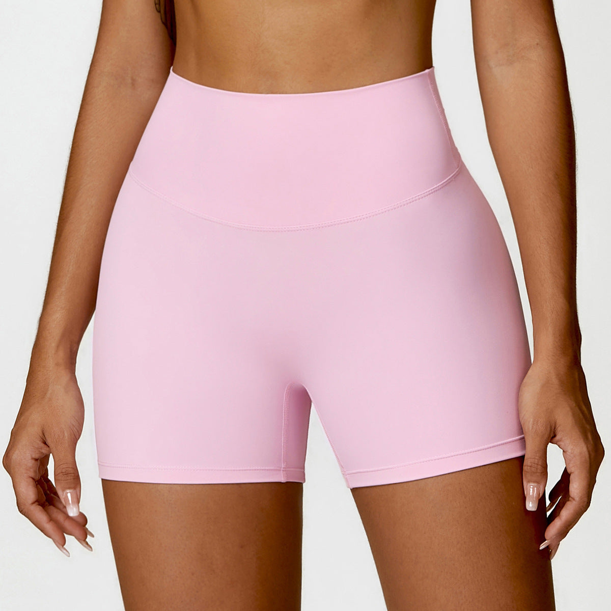 Short de yoga taille haute décontracté et tendance pour femme, couleur unie