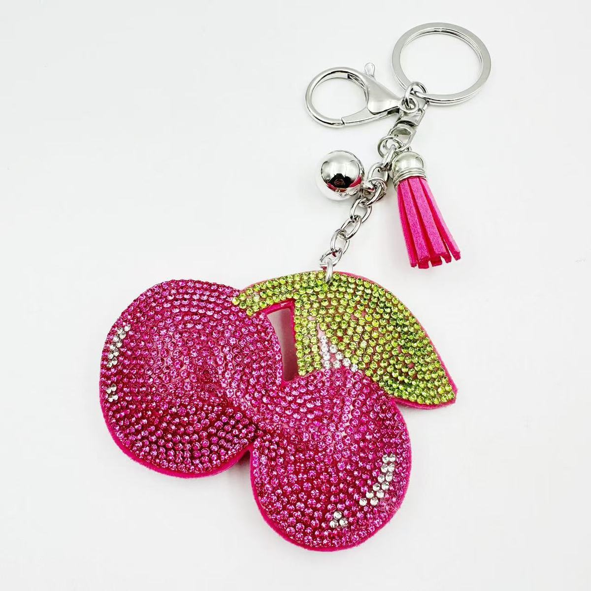 Fashion Rhinestone Cherry Fruit Keychain