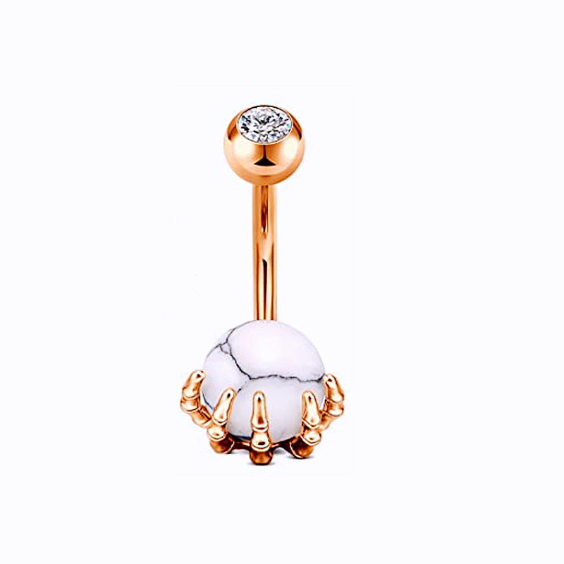 Piercing de nombril turquoise en forme de tête de mort pour femme