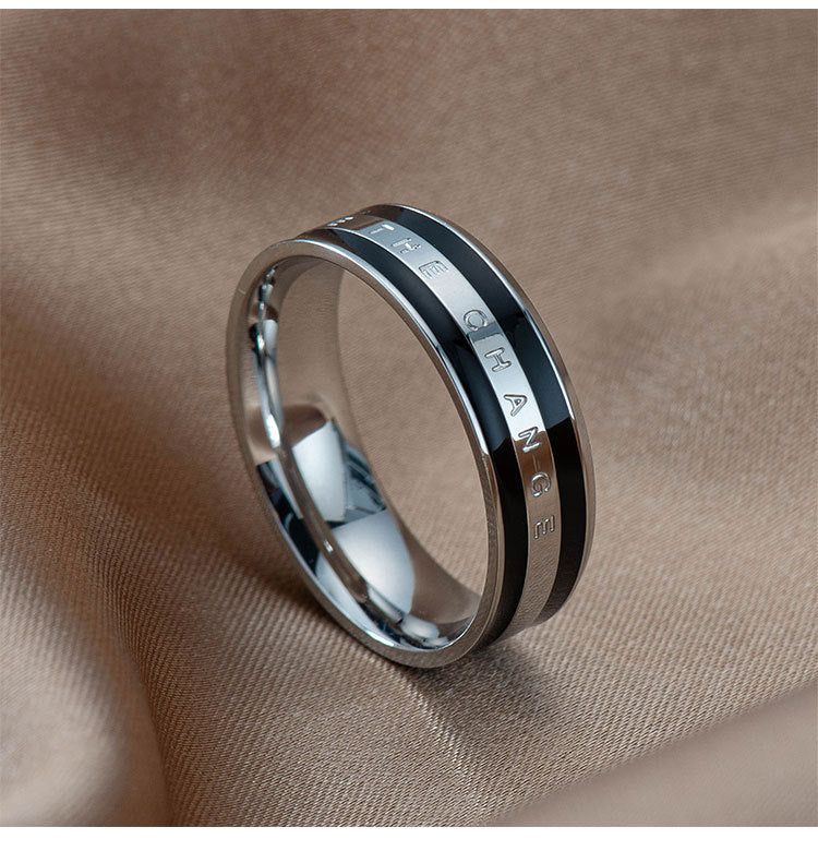 Women Fashion Simple 18k Rose Gold Oil Titanium Steel Ring