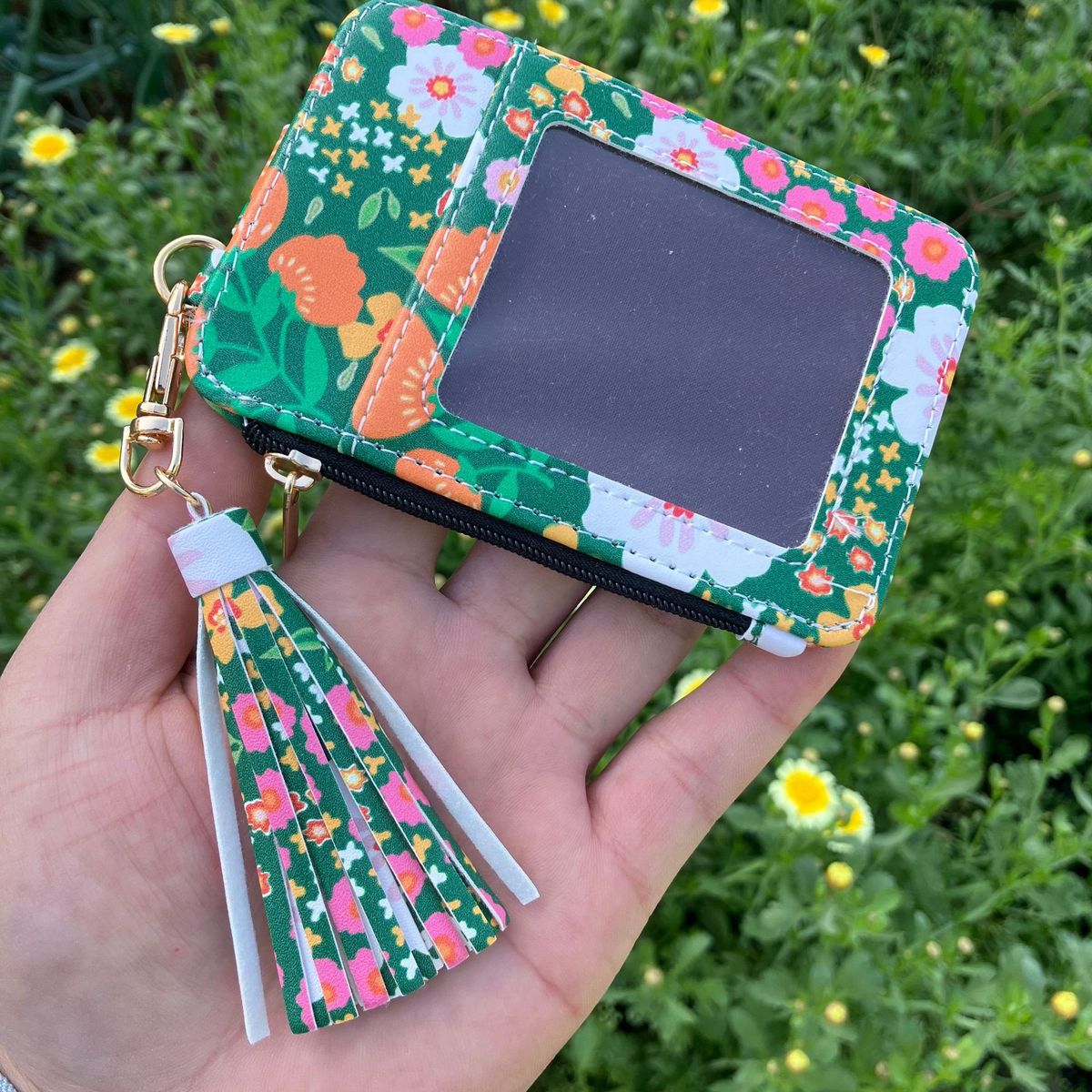 Cartera multifunción con estampado floral para mujer