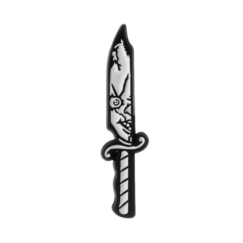 Broche poignard tête de mort punk gothique pour femme Halloween