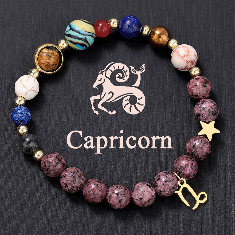 Fashion 12 Constellation Stainless Steel Beaded Bracelet