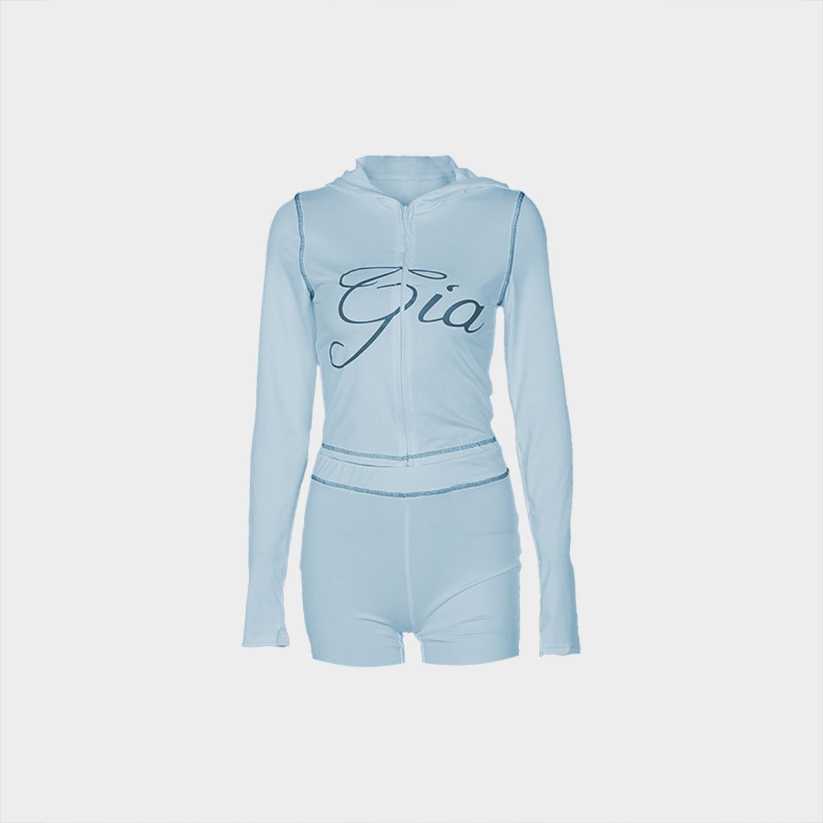 Women Casual Printed Slim-Fit Hoodie and Shorts Set