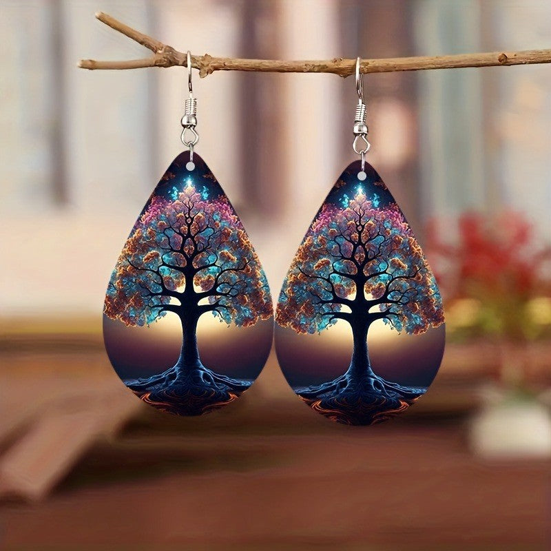 Women Fashion Colorful Water Ripple Pattern Acrylic Earrings
