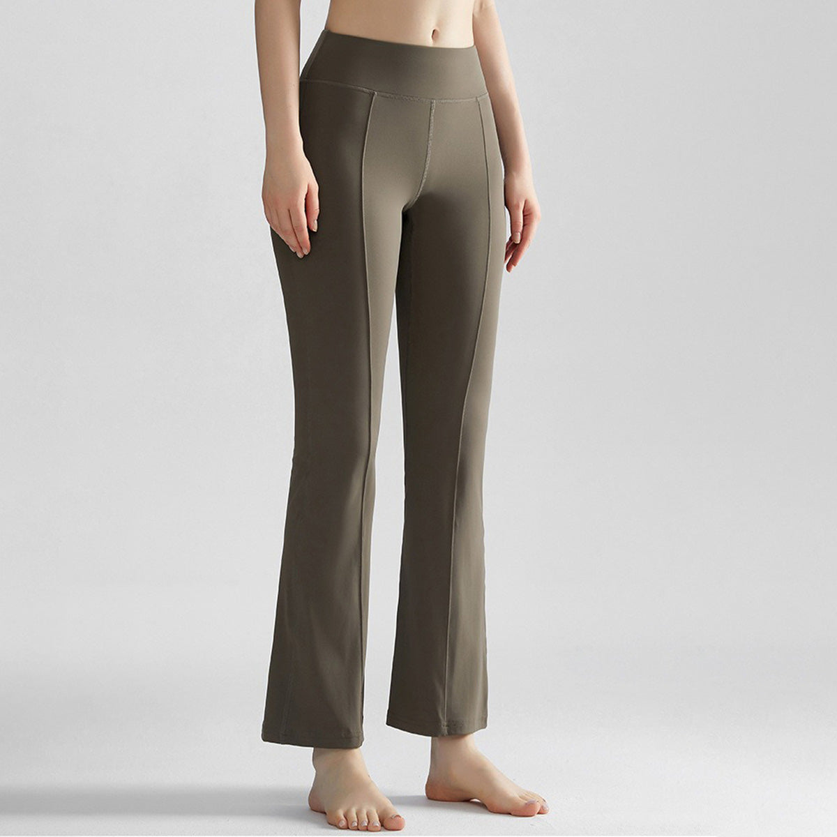Pantalones de yoga de cintura alta de color sólido casuales de moda para mujer