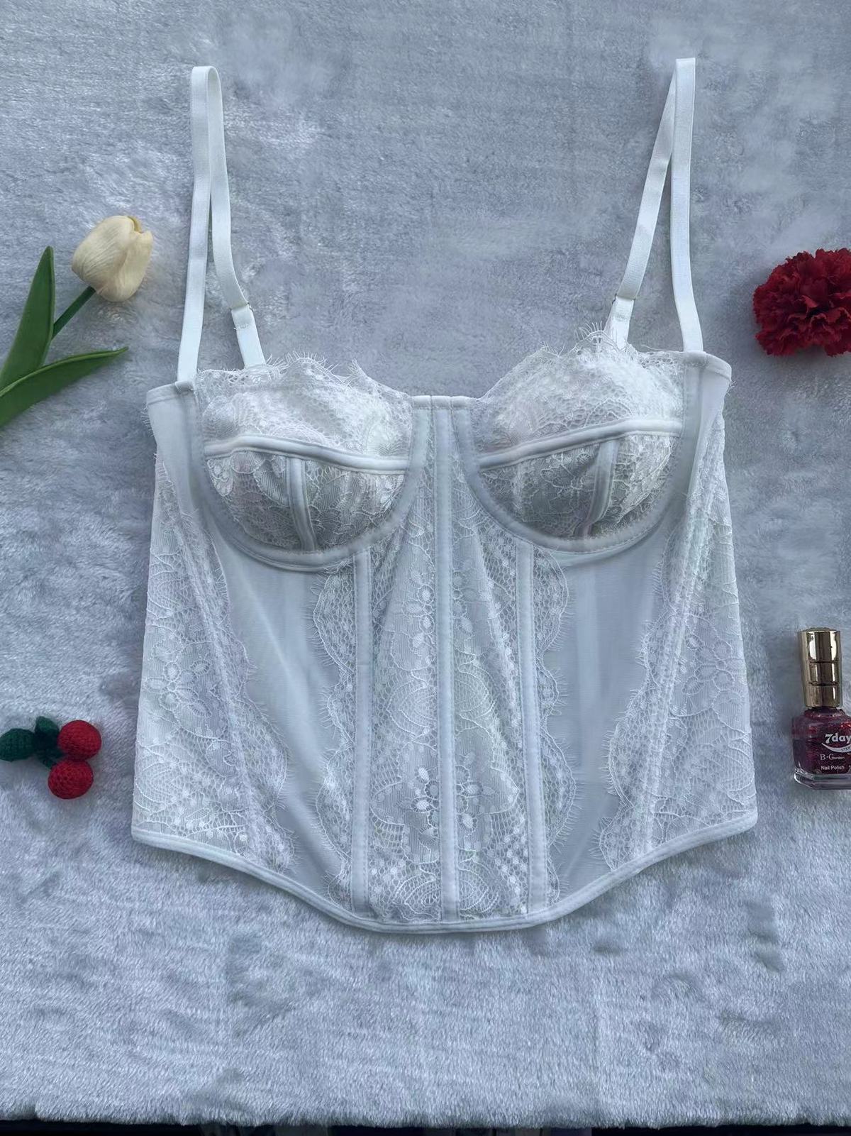 Women Fashion Sexy Solid Color Lace Corset Camisole