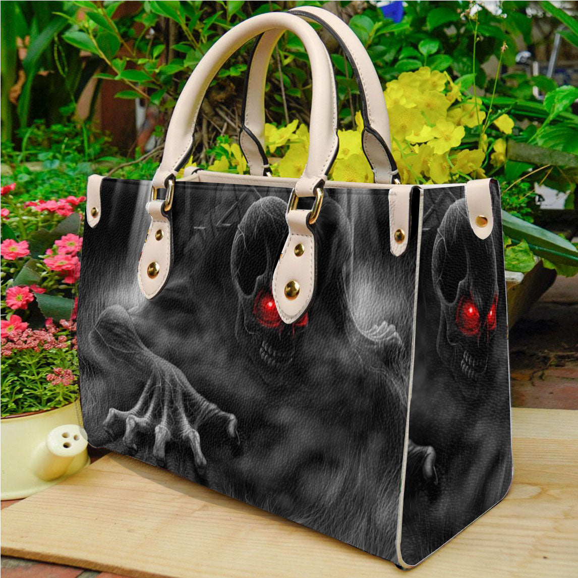Sac à main en PU imprimé tête de mort pour femme, motif dessin animé d'Halloween