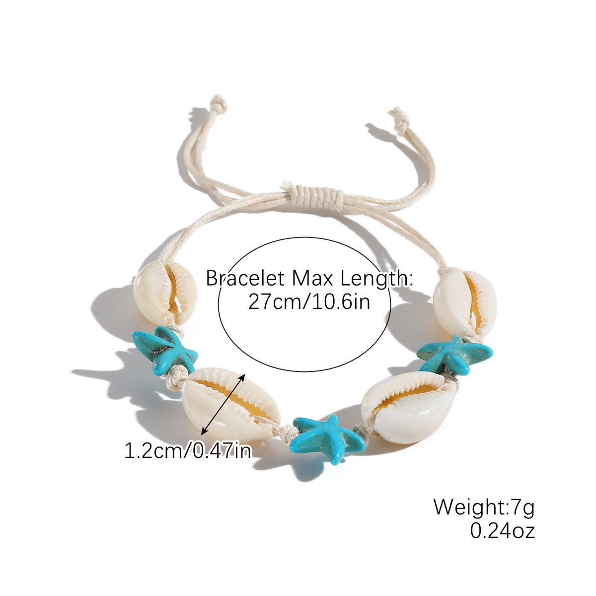 Women Fashion Boho Woven Knot Natural Shell Bracelet