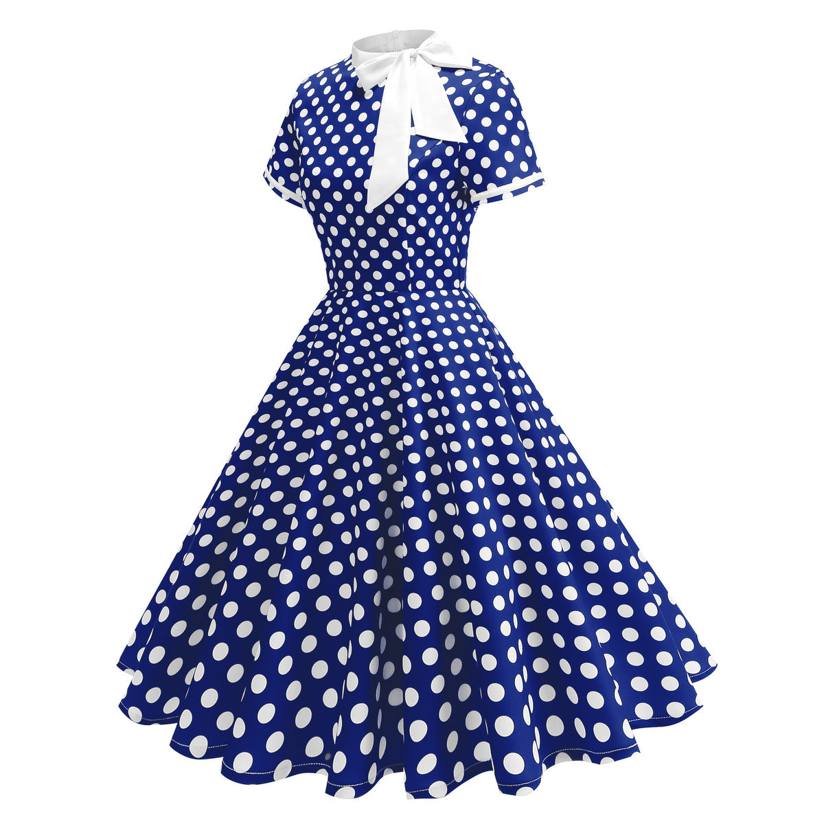 Women Fashion Elegant Color Contrast Wave Dot Dress