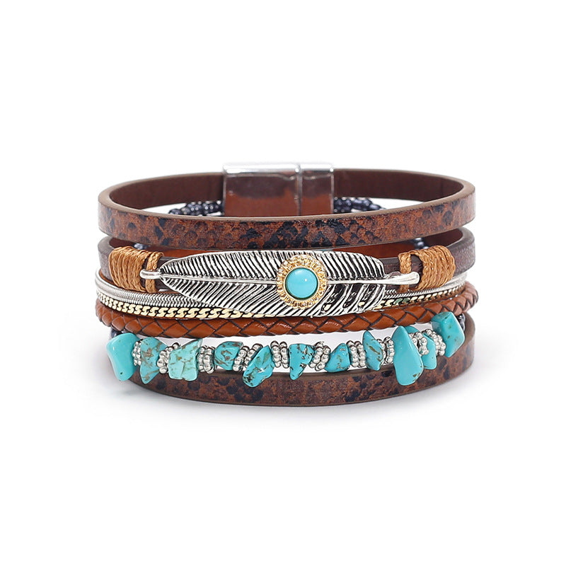 Pulsera con hebilla magnética de turquesa bohemia