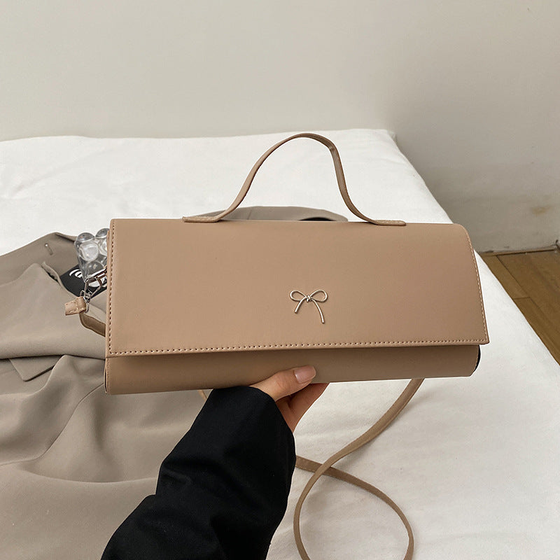 Women Fashion Small Solid Color Rectangular Shoulder Bag - Street Trend PU Material