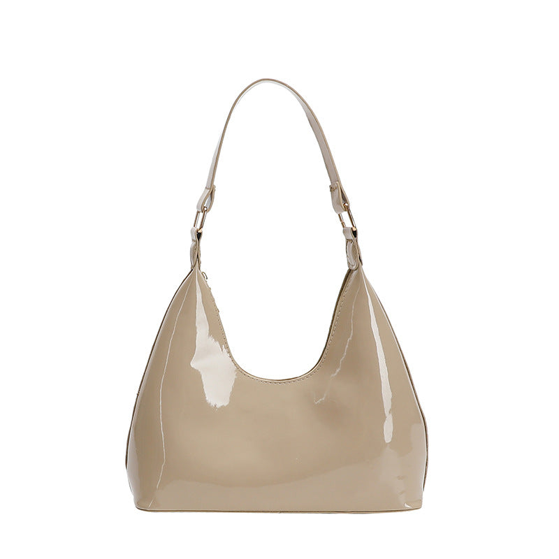 Simple Solid Color Retro Bright Underarm Bag