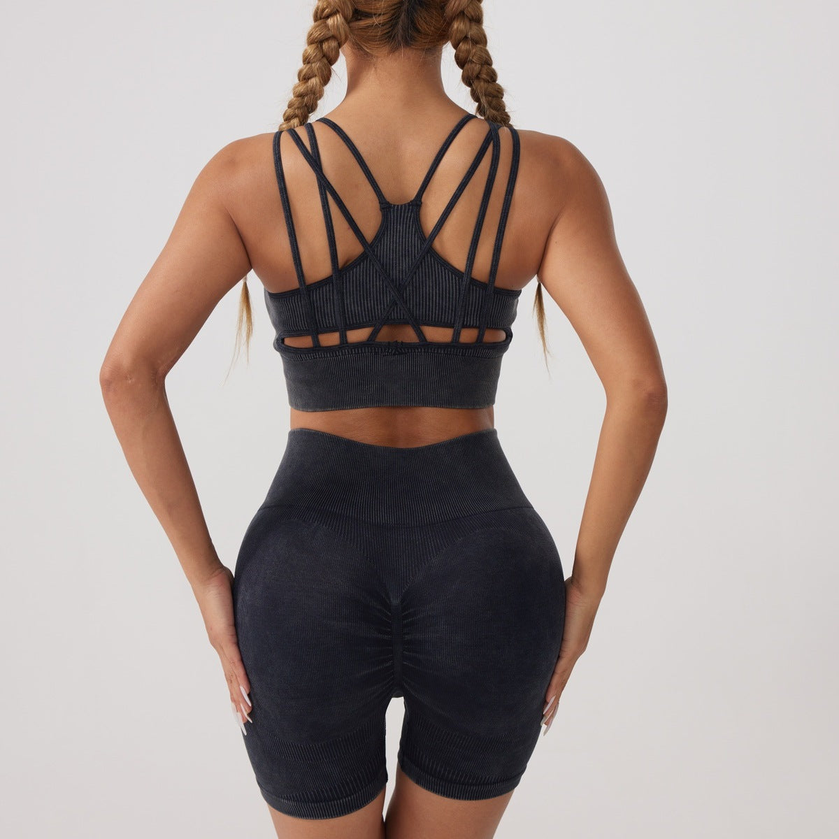 Ensemble deux pièces de sport vierge pour femme, style yoga