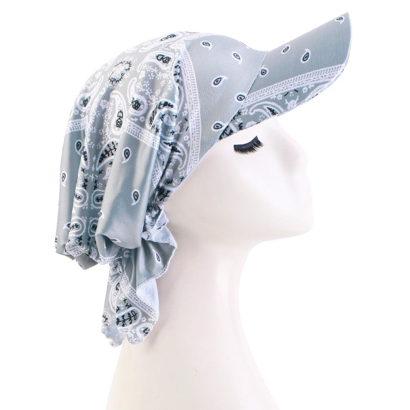 Women Casual Cashew Printed Long Lace-Up Hat
